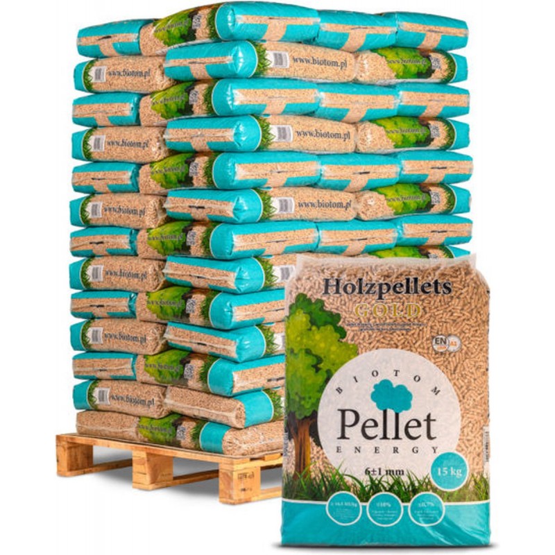 Holzpellets – 100 % Nadelholz mit EN Plus A1-Zertifizierung, 16 Säcke à 15 kg