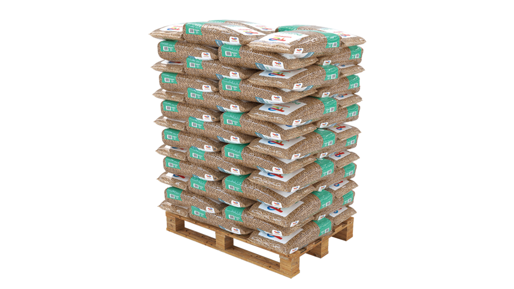 Premium-Holzpellets 6 mm, 15 kg x 65 Säcke, 975 kg Palette, ENplus A1
